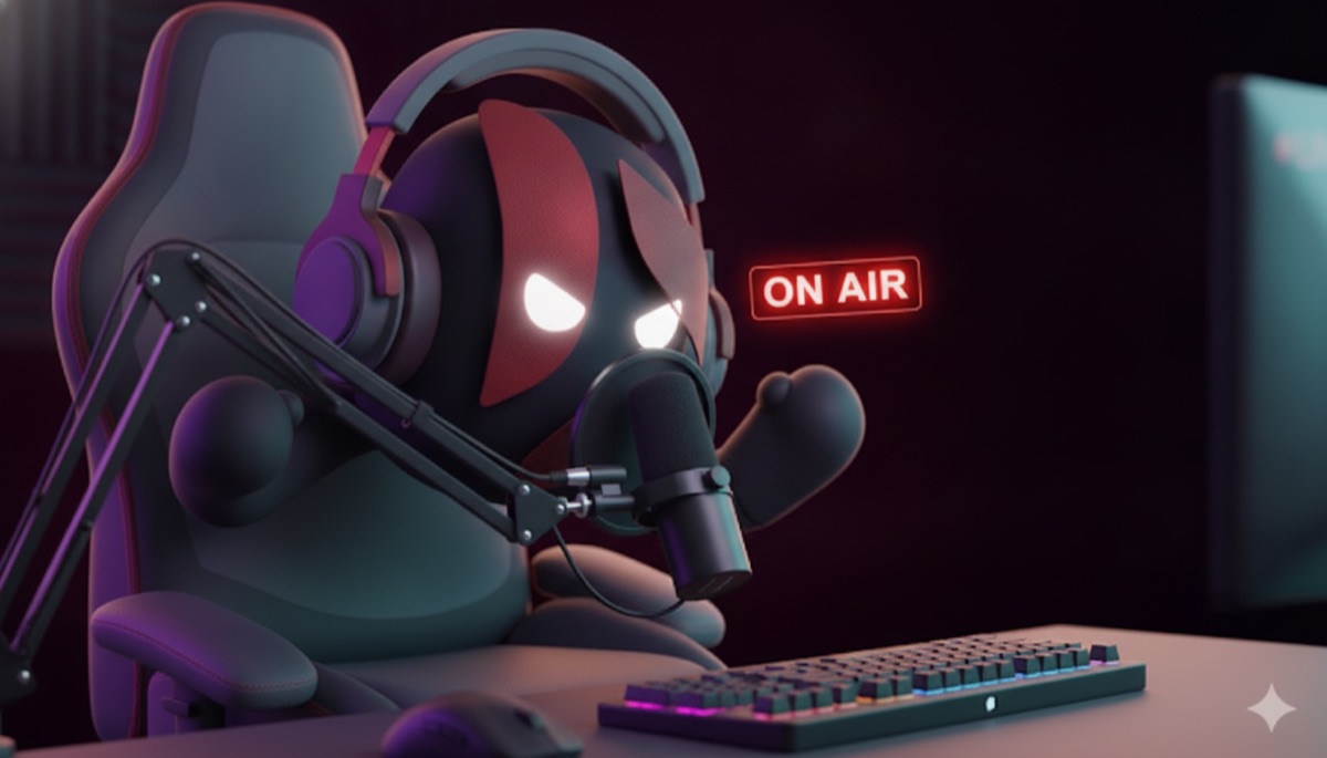 Beta, the Beta Ads mascot, live at a broadcast desk under an on-air sign